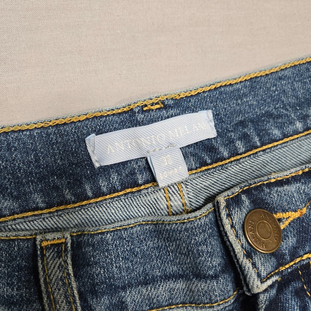 Antonio Melani High Rise Straight Leg Jeans Medium Wash Blue Size 32 / 14 - Picture 3 of 8